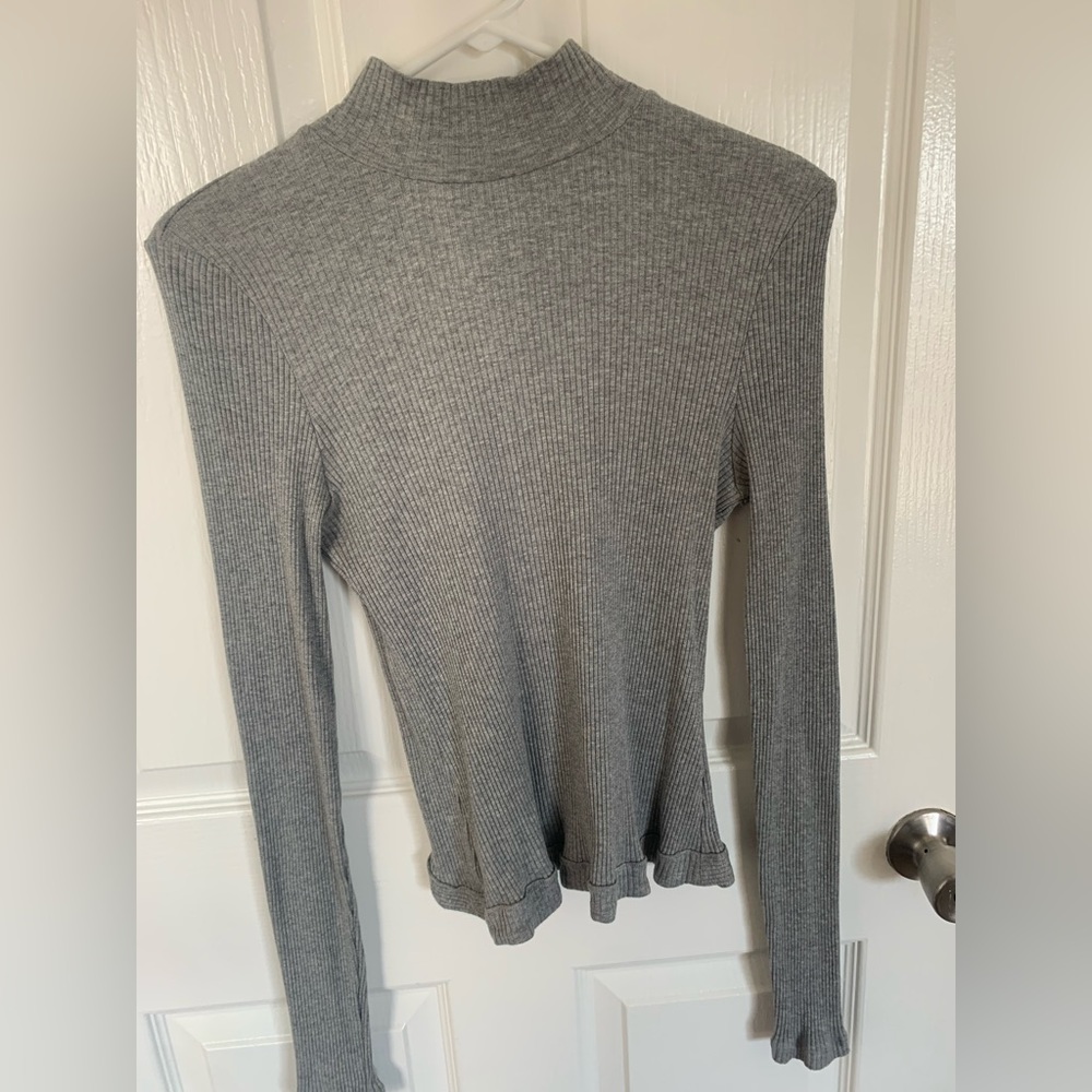 Grey mock turtle neck corset back